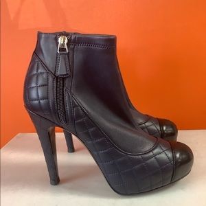 Chanel Quilted Leather Bicolor Ankle Boots